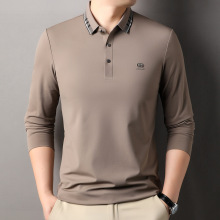 2025秋季新品简约长袖T恤中年男士商务休闲男装潮流百搭舒适上衣