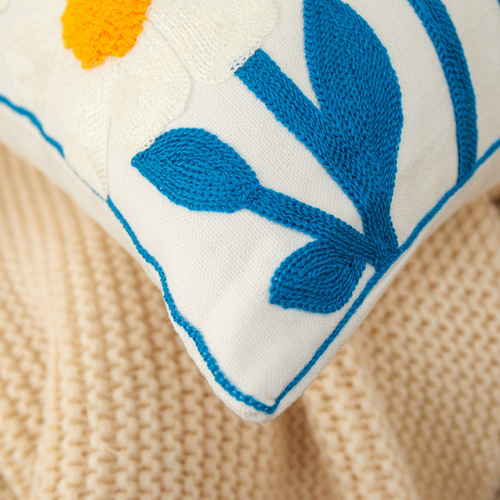 New ins small fresh floral pillow home living room sofa pillow case embroidered backrest office soft cushion