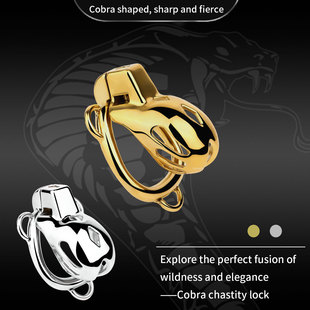 FRRK short silver cobra stainless steel male chastity lock penis cb lock birdcage SM abstinence sex toys