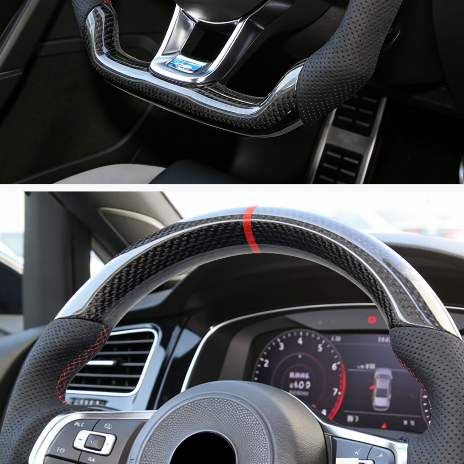 Suitable for Golf 7Gti Golf 7 Carbon Fiber Rline Sports Steering Wheel with Red Center Cap
