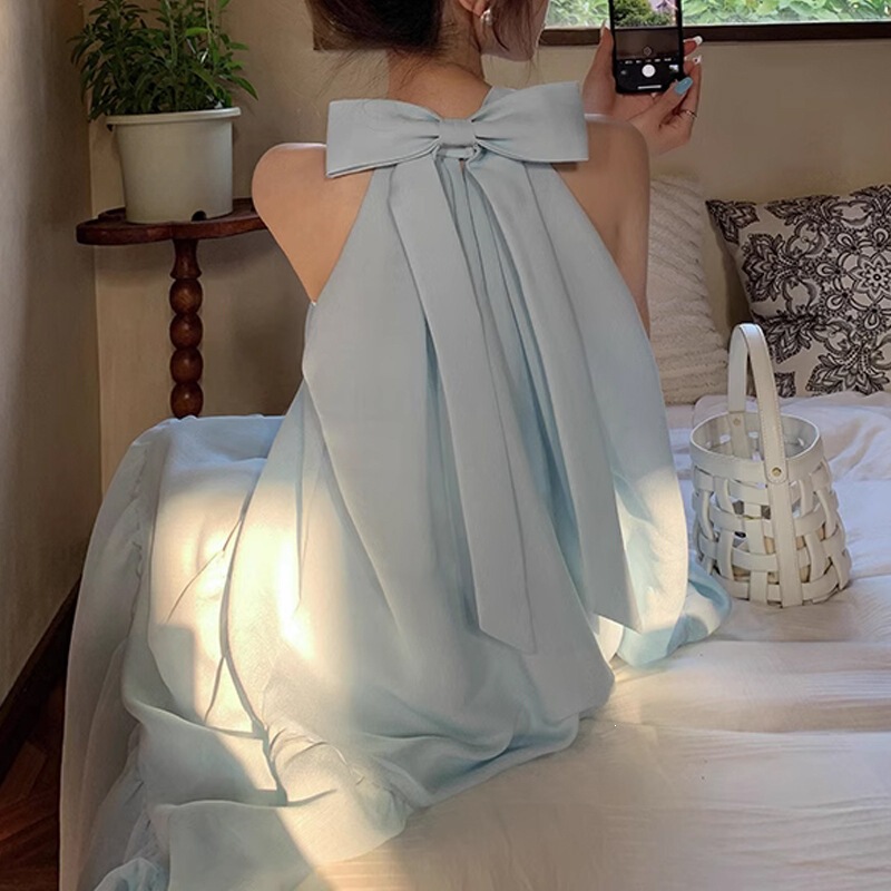 New product for petite women: "Summer Escape Princess" French halter-neck dress, unique design, long dress 2026