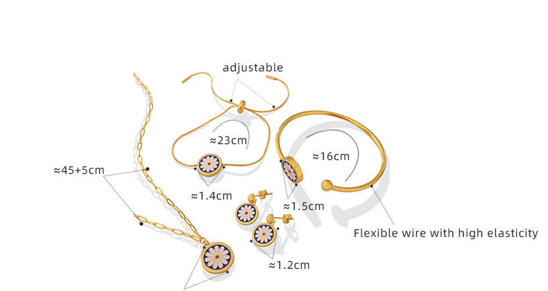 Fashion Geometric Flower Titanium Steel Plating Bracelets Earrings Necklace