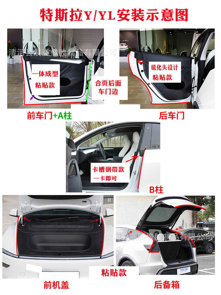 Tesla Model Y/3 car sealing strip, vehicle-specific door soundproof sealing strip, dustproof rubber strip