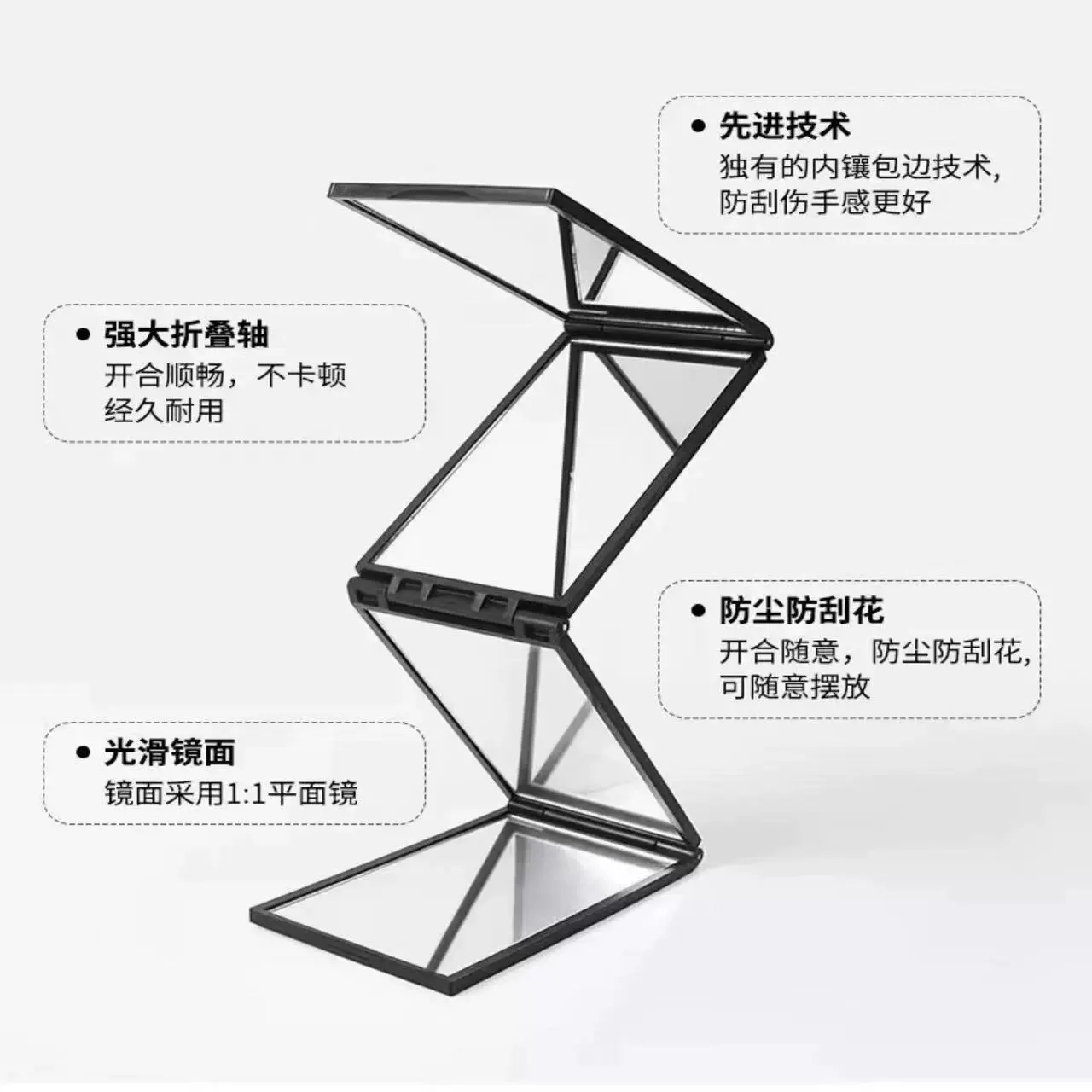 Table Mirror, retro folding handheld double-sided tabletop mirror, cute decorative compact 15×12×5 cm
