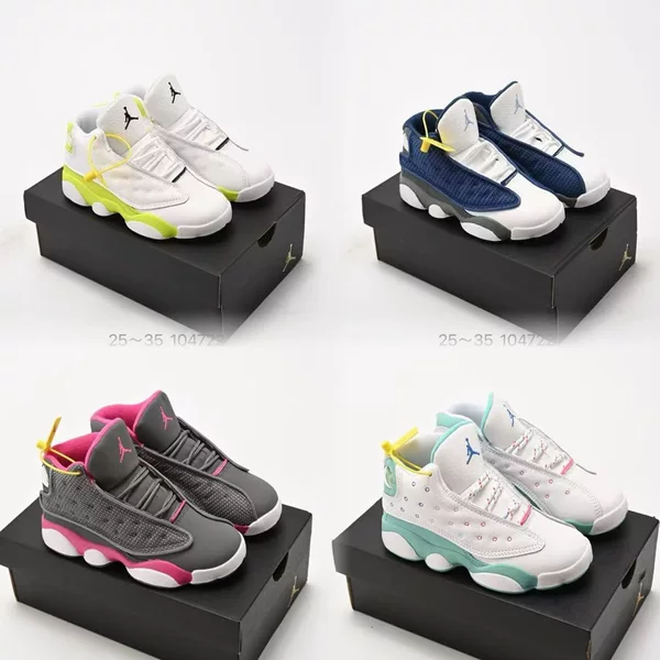 Cross-border children's shoes Jordan 13 black and white panda running shoes for boys and girls, casual sports basketball shoes for kids of all ages