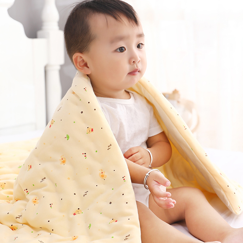 0FE9婴儿纯棉盖毯 宝宝手工棉花加厚盖被 新生儿抱毯子午睡小