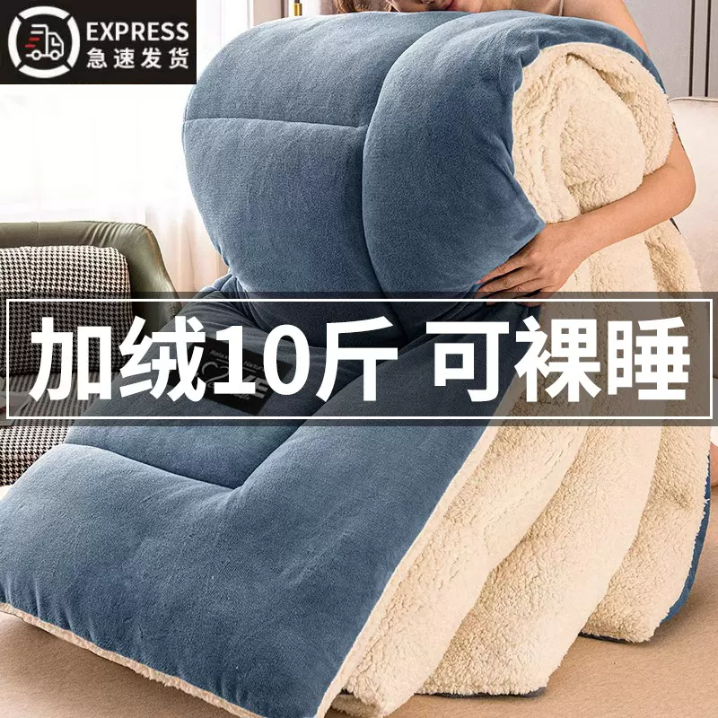 冬季羊羔绒被子冬被加绒加厚保暖棉被冬天单人宿舍牛奶绒被芯被褥