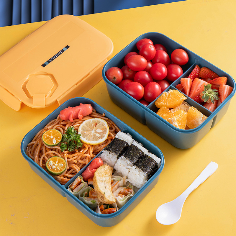 食品级保温密封塑料饭盒分格带盖户外便携野餐便当盒微波炉专用饭
