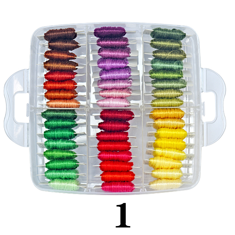 厂家直销 100% 全棉绣花线手工刺绣线线板板8米一板透明方盒包装