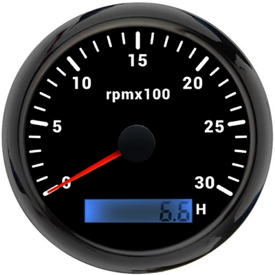 automobile instrument boat engine tachometer 3K4K6K7K8K - 3000rpm-black-frame-black-base