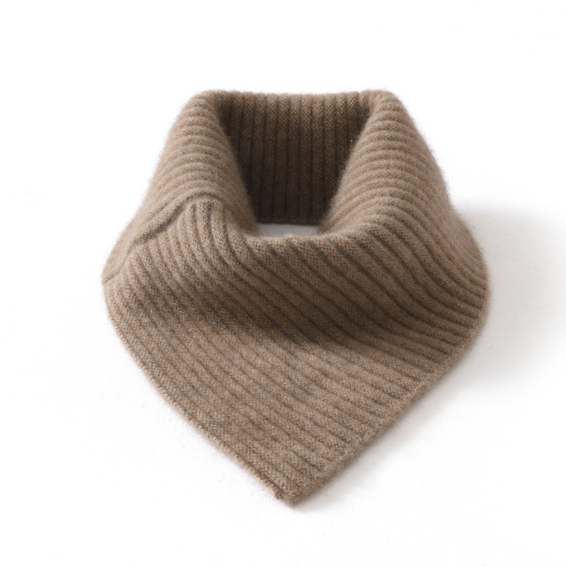 2026 Autumn/Winter New Women's 100% Cashmere Ribbed Triangle Neck Warmer Thickened Neck Protector Fake Collar