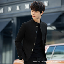 A79新中式中山装男青年外套唐装演出西服套装痞帅修身小西装上衣