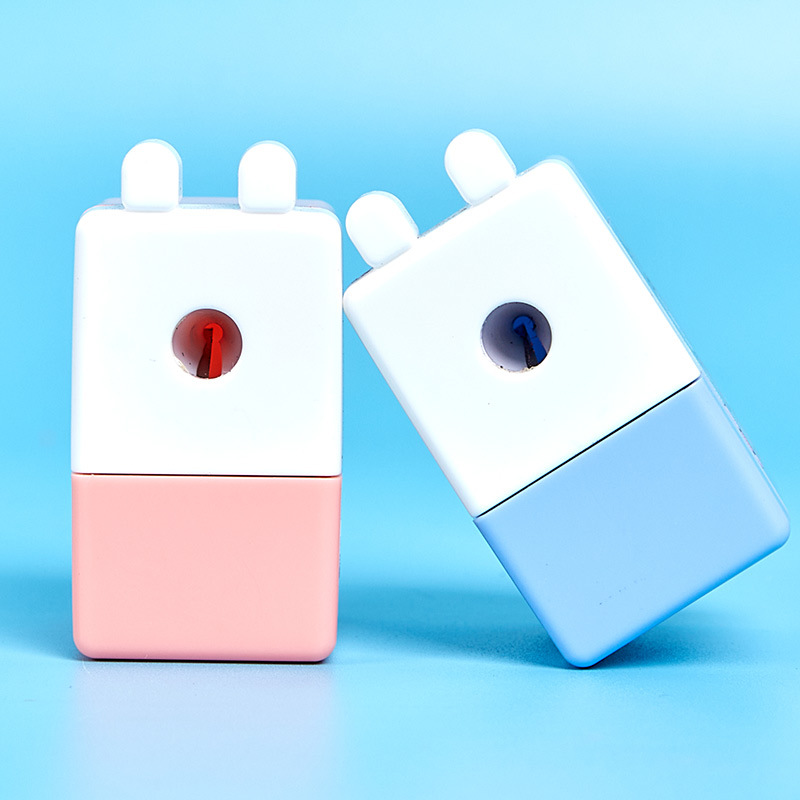 1907 pequeña caja cuadrada Sacapuntas de lápiz titular de la tarjeta Sacapuntas de lápiz portátil estudiante papelería sacapuntas Sacapuntas de dibujos animados de niños