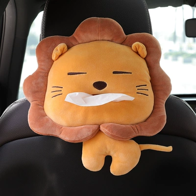 Cartoon car tissue box rear row chair back-mounted car tissue box bag cute car interior supplies decoration (Car tissue box/set) - fun-cool-lion