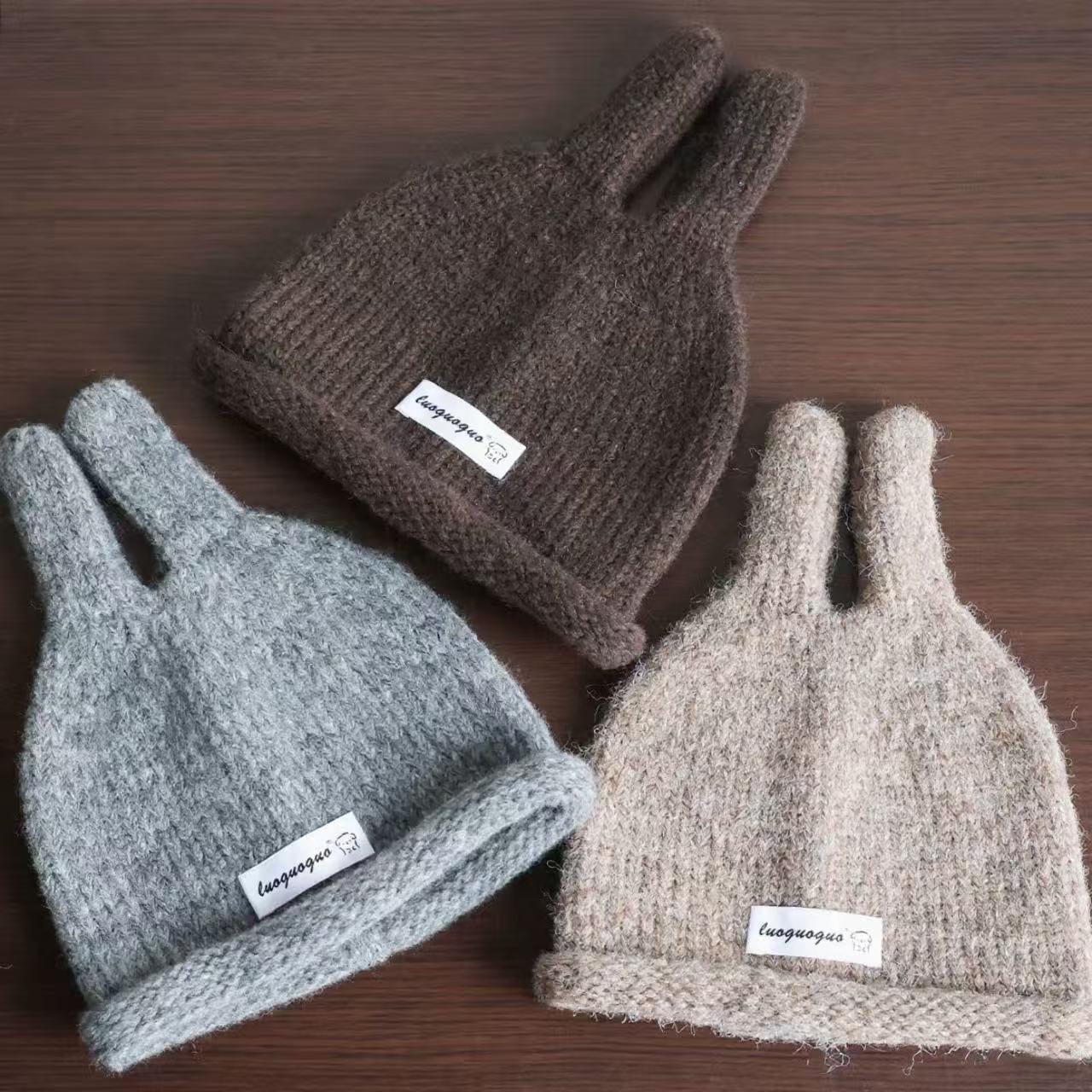 儿童帽子秋冬新款可爱耳朵时尚针织毛线帽男女宝宝加厚保暖护耳套