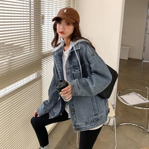 Salt-style new long-sleeve top women's denim jacket women's Korean version spring and autumn season hooded 2025 retro trendy loose matchable