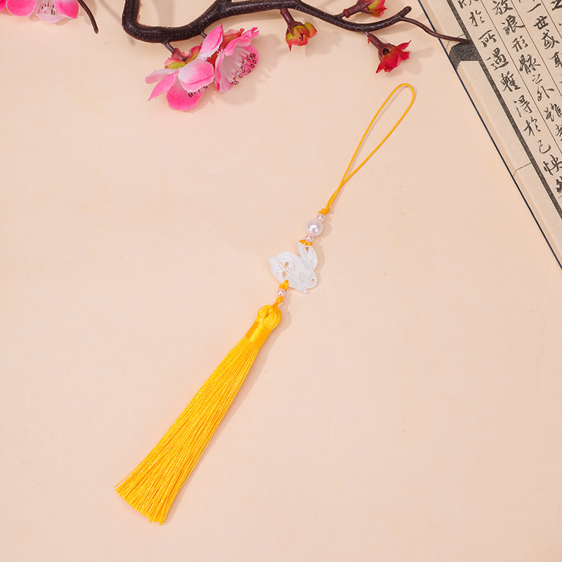 中秋节醋酸白玉兔子流苏流苏吊坠古风汉服旗袍腰佩压襟服装辅料|undefined