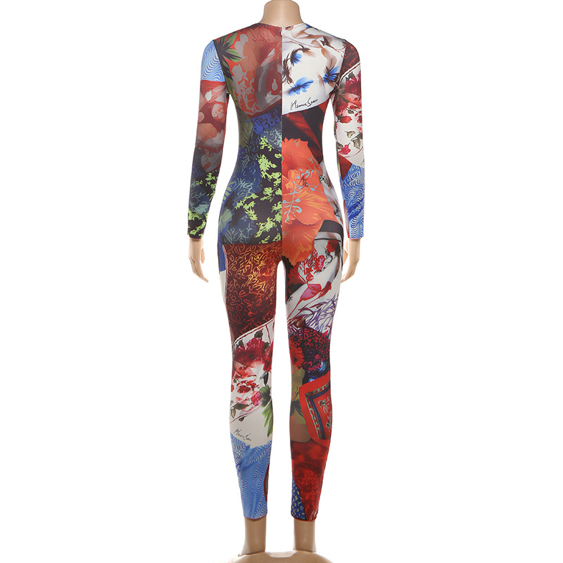 Women's Jumpsuits 3d Digital Print Long Sleeve Autumn Streetwear_voghion.com