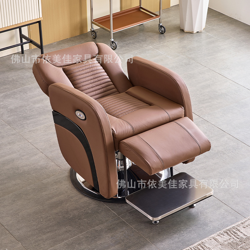 Salón de peluquería de lujo elevador eléctrico especial asiento de peluquería medio reclinado gran chasis silla de corte de pelo se puede poner abajo