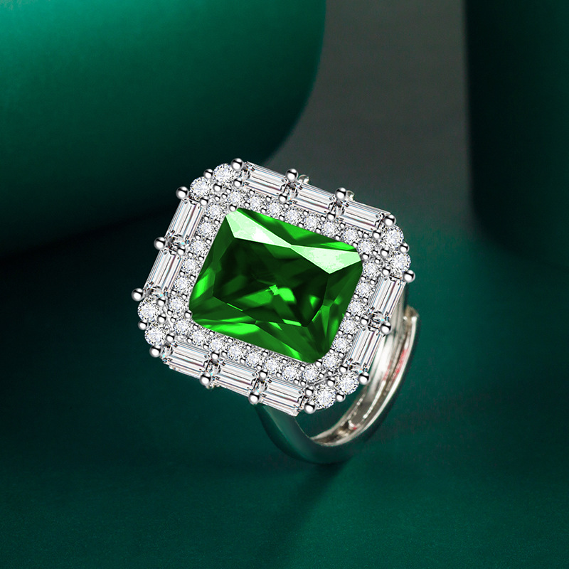 Fashion Square Copper Plating Inlay Zircon Rings 1 Piece