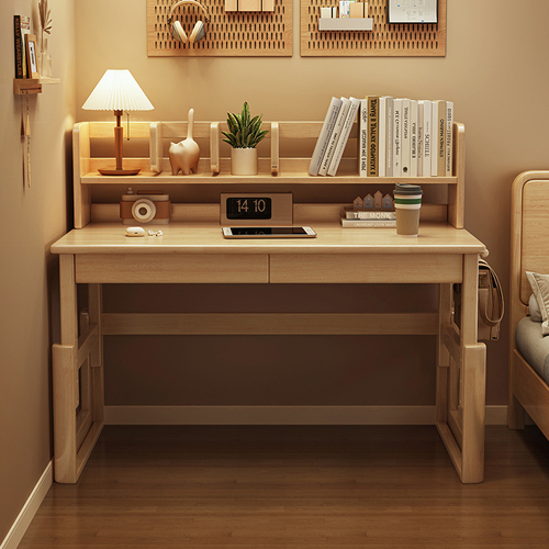 Solid wood desk, adjustable height children's study table, simple office desk, small-sized home desk for bedroom, student writing table