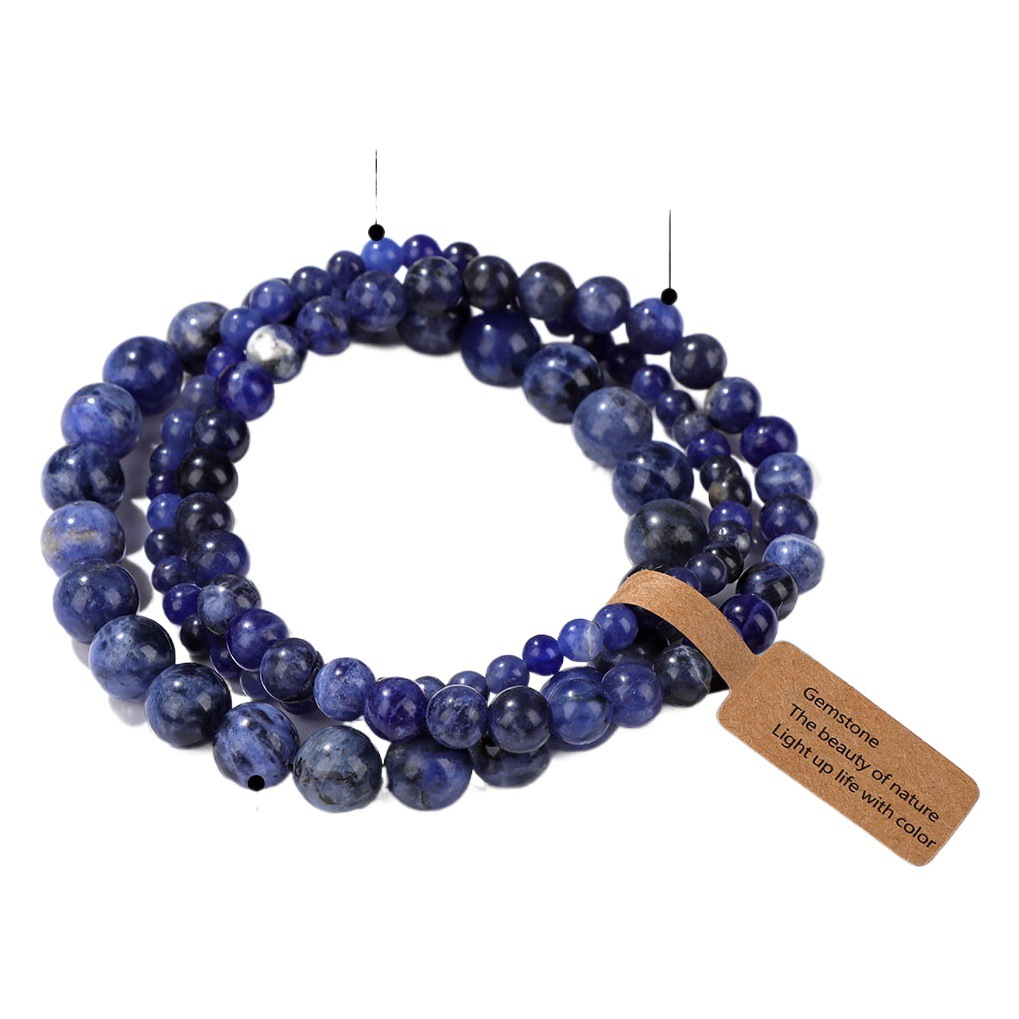 4mm/6mm/8mm three-piece bracelet stone beads elastic rope bracelet simple label combination men and women bracelet