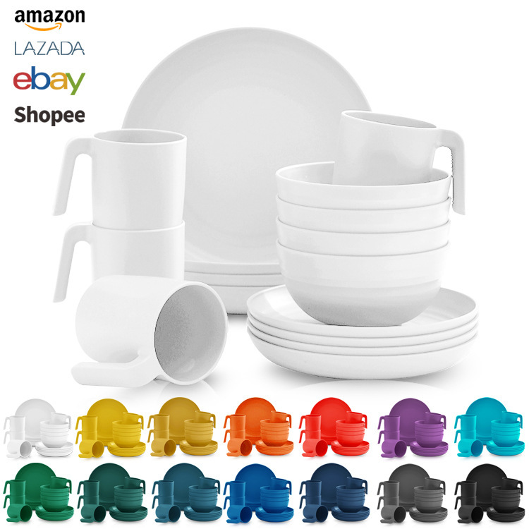 Amazon クロスボーダー プラスチック食器セット ディスク 16 アウトドア ピクニック 再利用可能なプラスチック食器|undefined