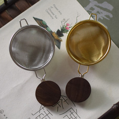 胡桃木把不鏽鋼茶漏器茶隔濾網創意茶葉過濾茶濾茶道配件功夫茶具