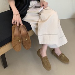 韩系复古一脚蹬平底乐福鞋女2025秋季新款时尚简约英伦风豆豆单鞋