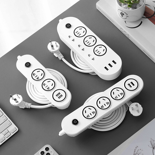 USB Socket Multi-Port Strip with Coiled Plug Switch Power Supply Smart Strip Gift Converter Connector Board 