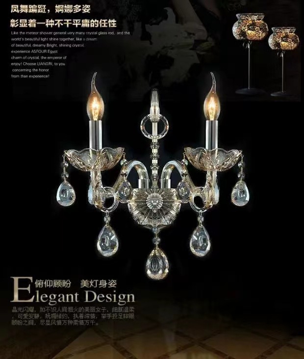 Mayorista moderna europea sala de estar lámpara de pared de cristal lámpara de cabecera de moda simple estilo americano lujo atmósfera lámpara de pared de hotel