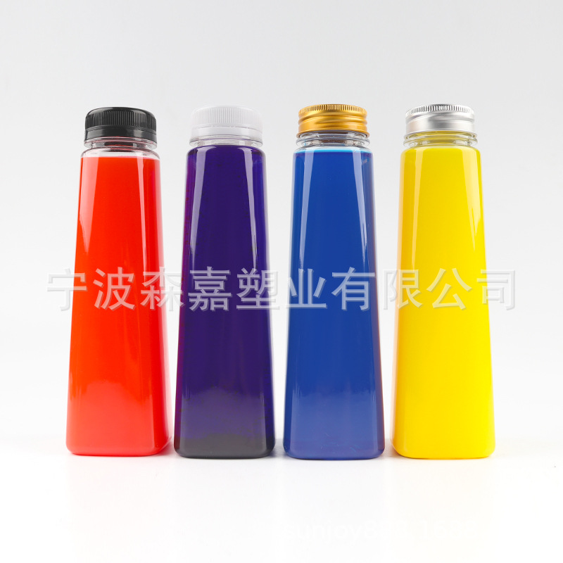 350ml 투명 원추형 사각 병 + 38 골든 알루미늄 뚜껑