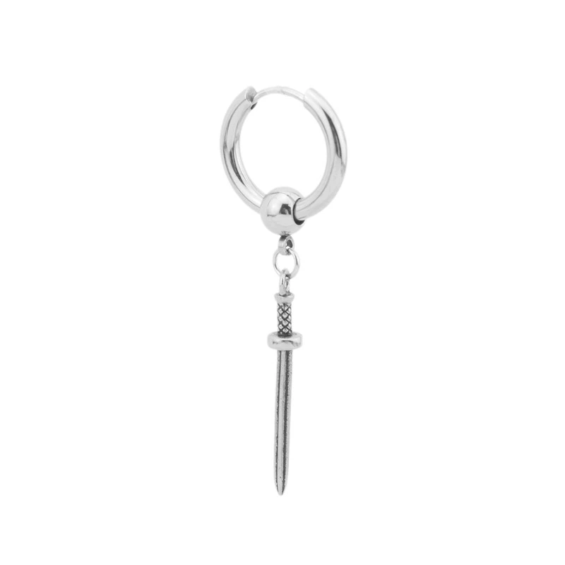 Серебряные серьги, клипсы для уха, панк-стиль, без прокола