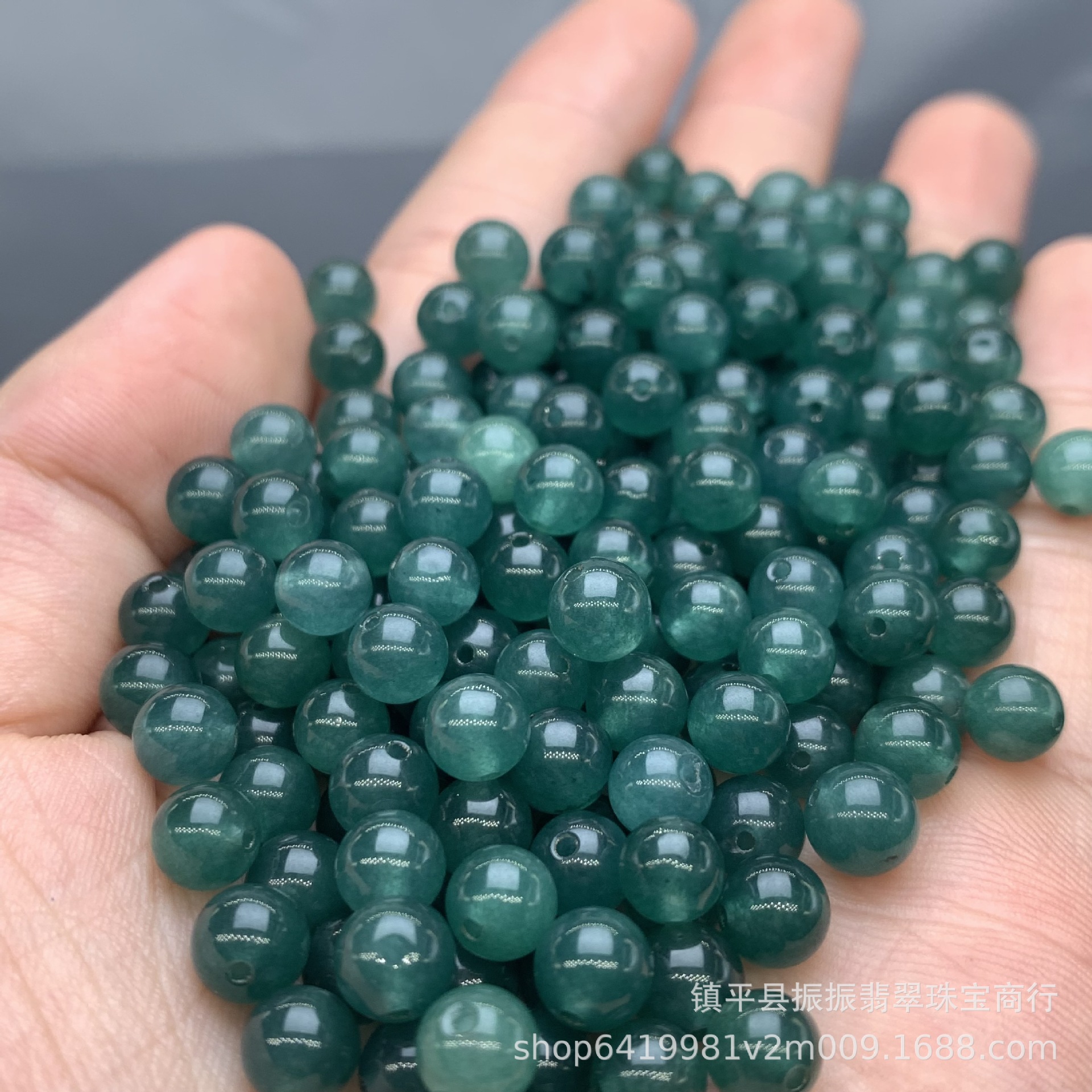 高冰翡翠蓝水色6mm圆珠批发  diy玉石饰品手链项链散珠玉珠隔珠