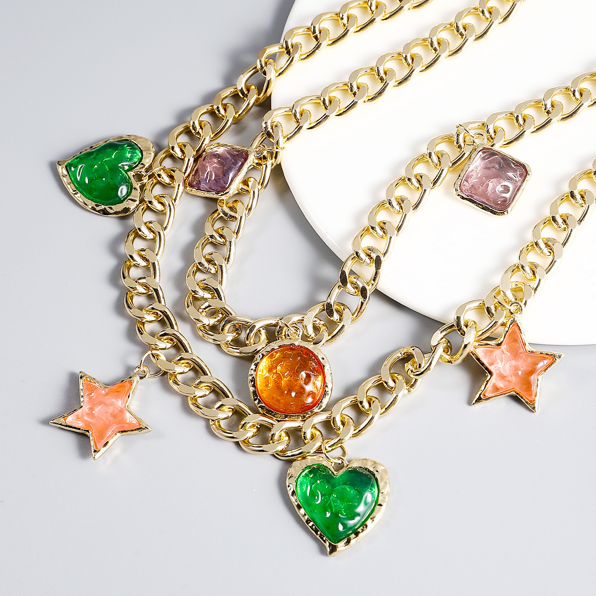 1 Piece Fashion Star Heart Shape Alloy Inlay Rhinestones Womenu0027S Layered Necklaces