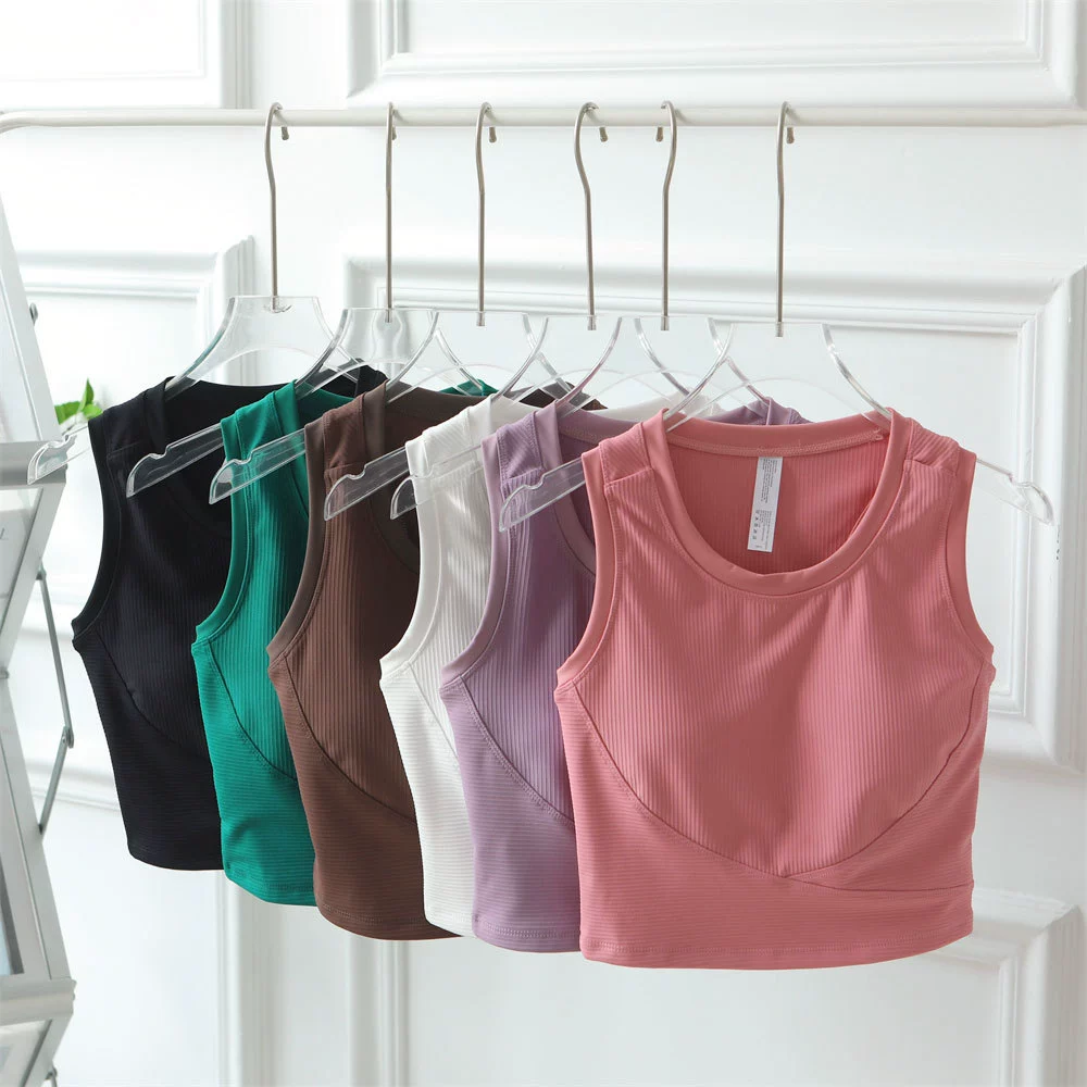 Sports T-shirt, tank top, brace, top with cups, yoga clothing for gym sleevless, beautiful back