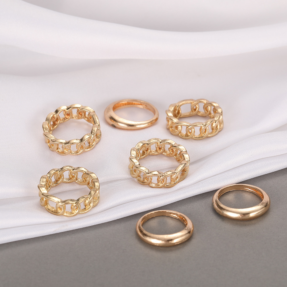 Creative Simple Fashion Temperament Jewelry Jewelry Alloy Multi-chain Joint Ring Set Of 7 display picture 6