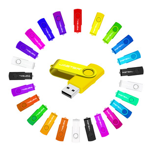 Plastic color USB flash drive laser diy engraving U disk creative commemorative gift silver clip rotating 64G waterproof U disk