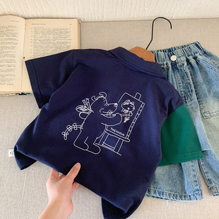 Children's Polo Shirt 2025 Summer New Product for Boys and Girls Graffiti Short-Sleeved Polo Kidsren's Baby Casual Lapel t
