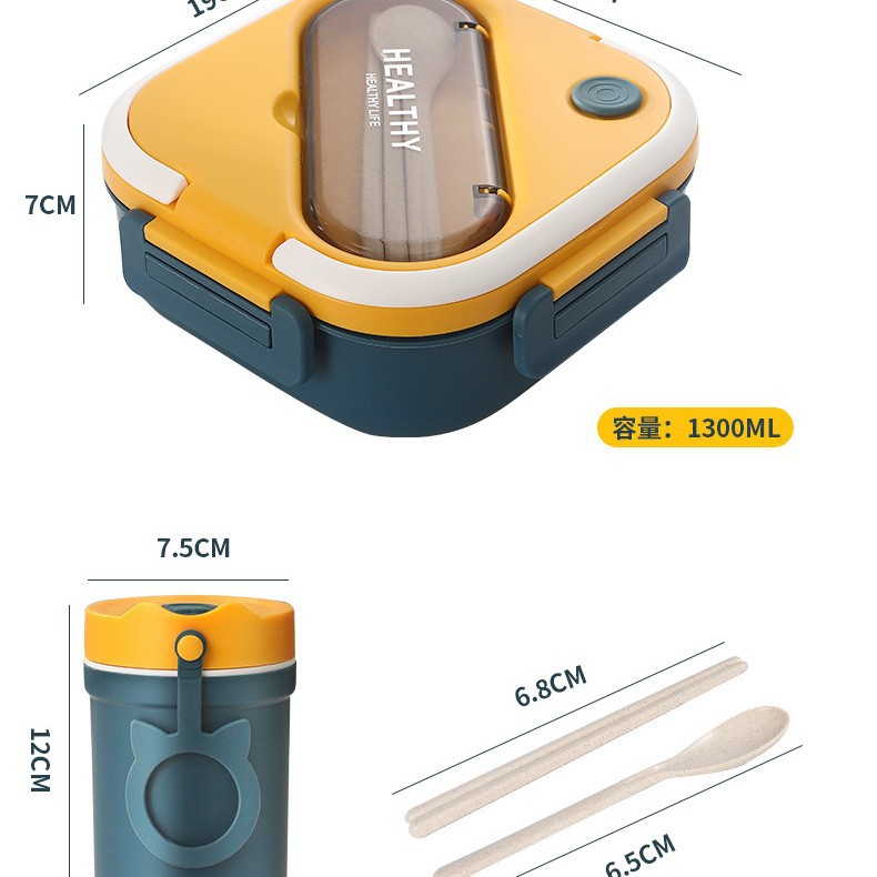 Caja de almuerzo de plástico cuadrada caja de almuerzo para llevar compartimiento caja de almuerzo para estudiantes trabajador de oficina portátil horno de microondas regalo