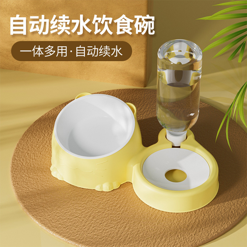 猫碗双碗陶磁器自動飲用水犬碗犬食盆ステンレス猫盆ペット水ペット用品|undefined