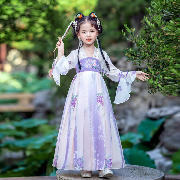 Children Purple Green hanfu girls folk dance dresses fashion fairy princess cosplay dress chinese ancient costume little girl dress baby clothes