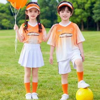 幼儿园六一演出服园服儿童小学生班服运动会啦啦队橙色渐变街舞服