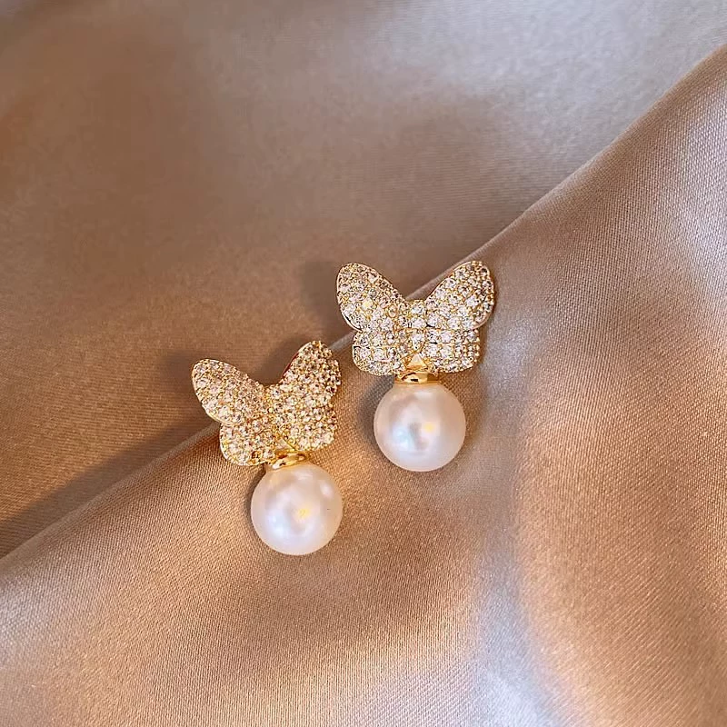 Серебряная игла, цирконий из жемчига, универсальные маленькие серьги, стиль лёгкой роскоши, яркий запоминающийся стиль, простой и элегантный дизайн