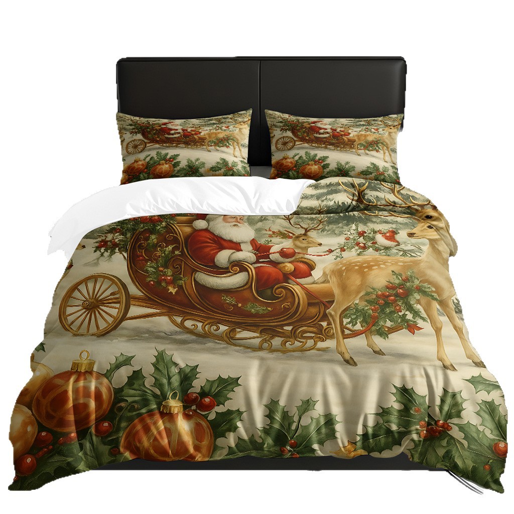 Textiles caseros transfronterizos patrón navideño suave polirido quilt kit de impresión digital HD TEMU / JIT