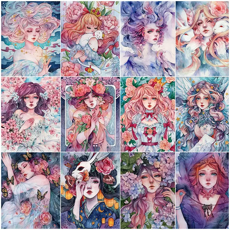 5D DIY钻石画花仙子满钻钻石绘画圆钻十字绣马赛克家居装饰画