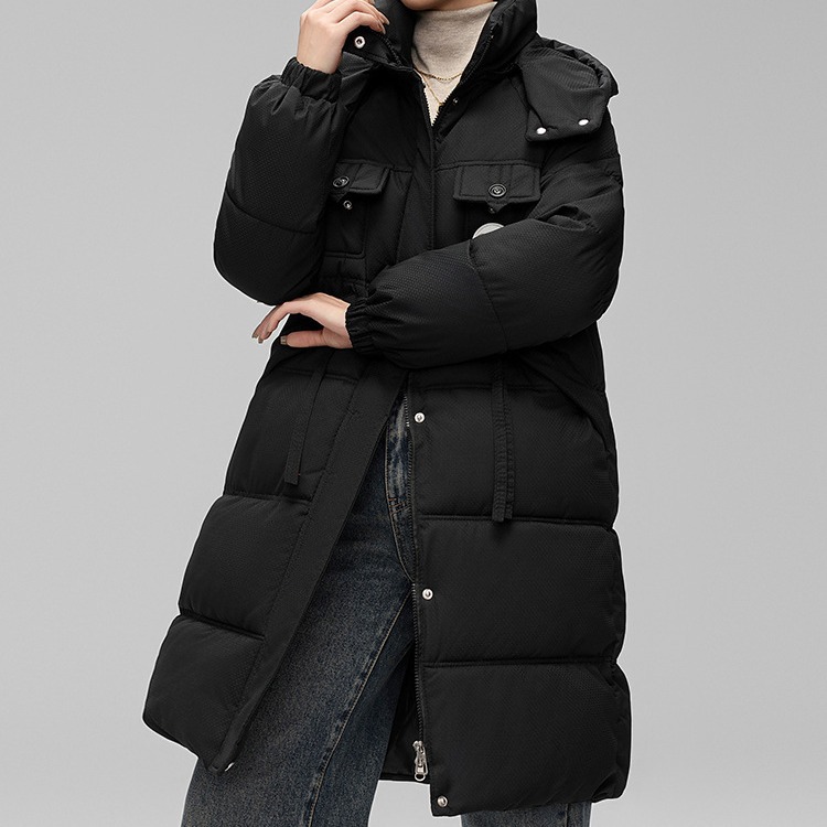 Women's Clothing Mid length cotton jacket for women 2024 winter new style fashionable knee length cotton jacket loose thickened hooded cotton coat_voghion.com