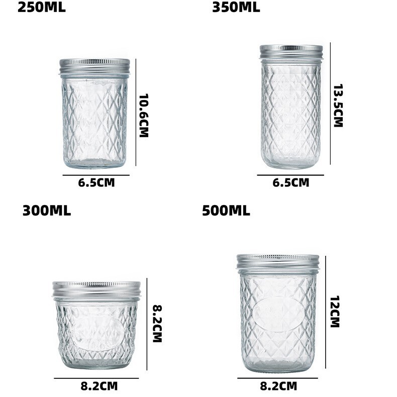 Wholesale Diamond Caviar Bottles, Diamond-Shaped Mason Jars, Glass Bottles, Jam Bottles, Fish Maw and Bird's Nest Dispensing Bottles, Diamond Bottles for Storage