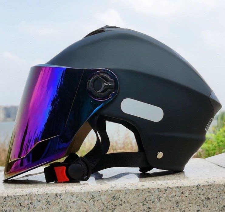 Summer electric vehicle dual-mirror sun protection safety helmet for men and women, 3C anti-UV half helmet, breathable motorcycle riding safety helmet