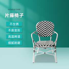 户外休闲藤椅铝合金宽片阳台家用花园藤编椅靠背椅现代简约椅